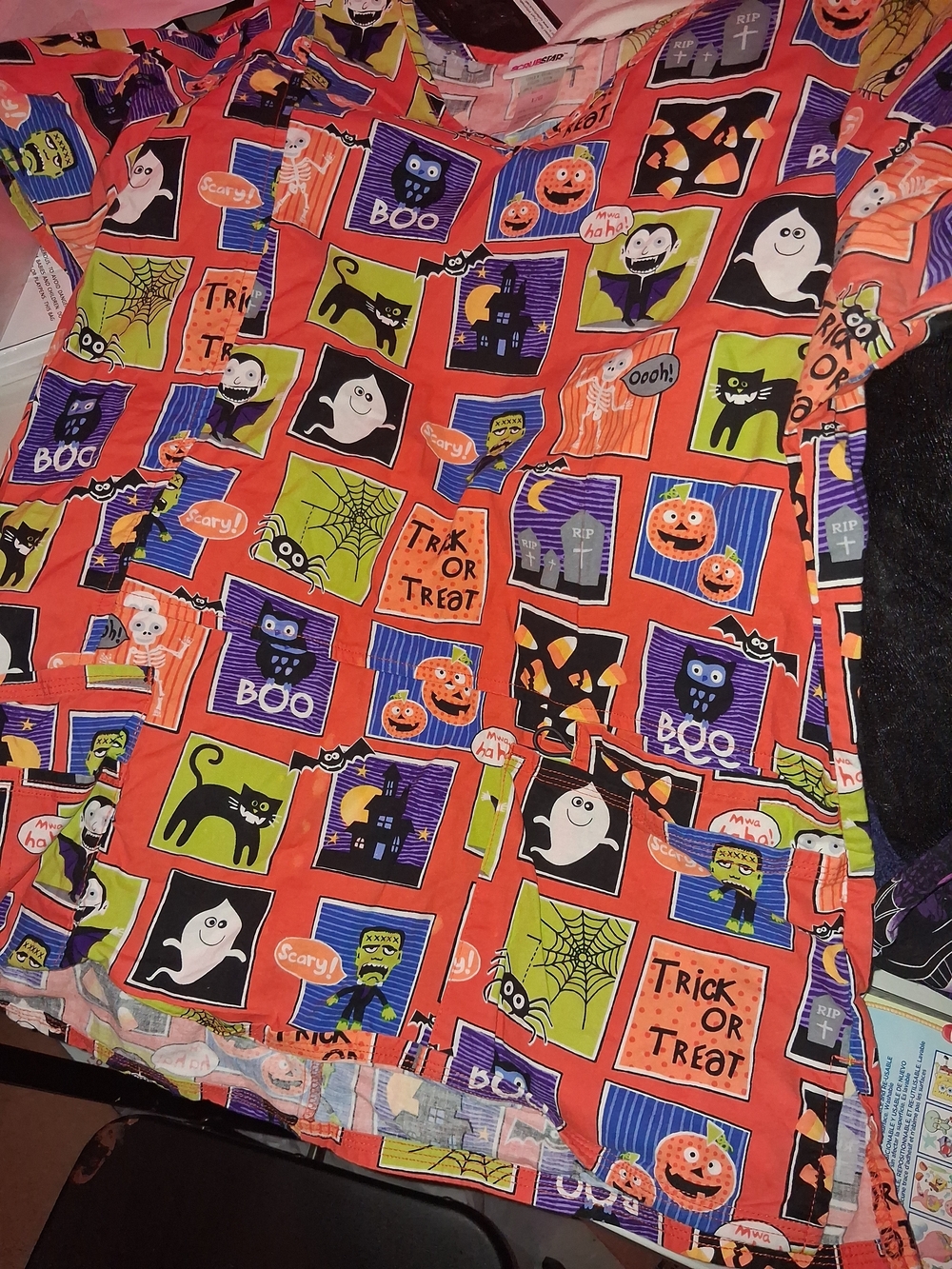14 Fun & Festive Character Print Scrub Tops (Disney, Hello Kitty, Halloween M/L